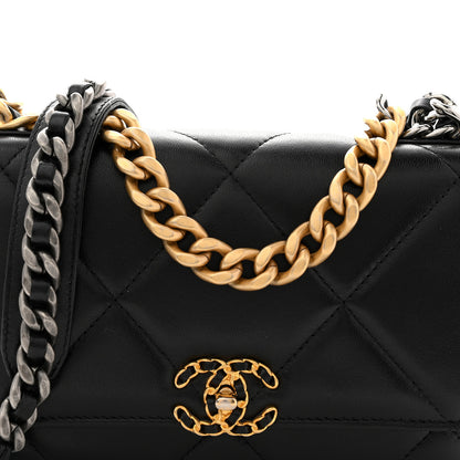 Chanel Lambskin Quilted Chanel 19 Wallet On Chain WOC Black 8 of 12