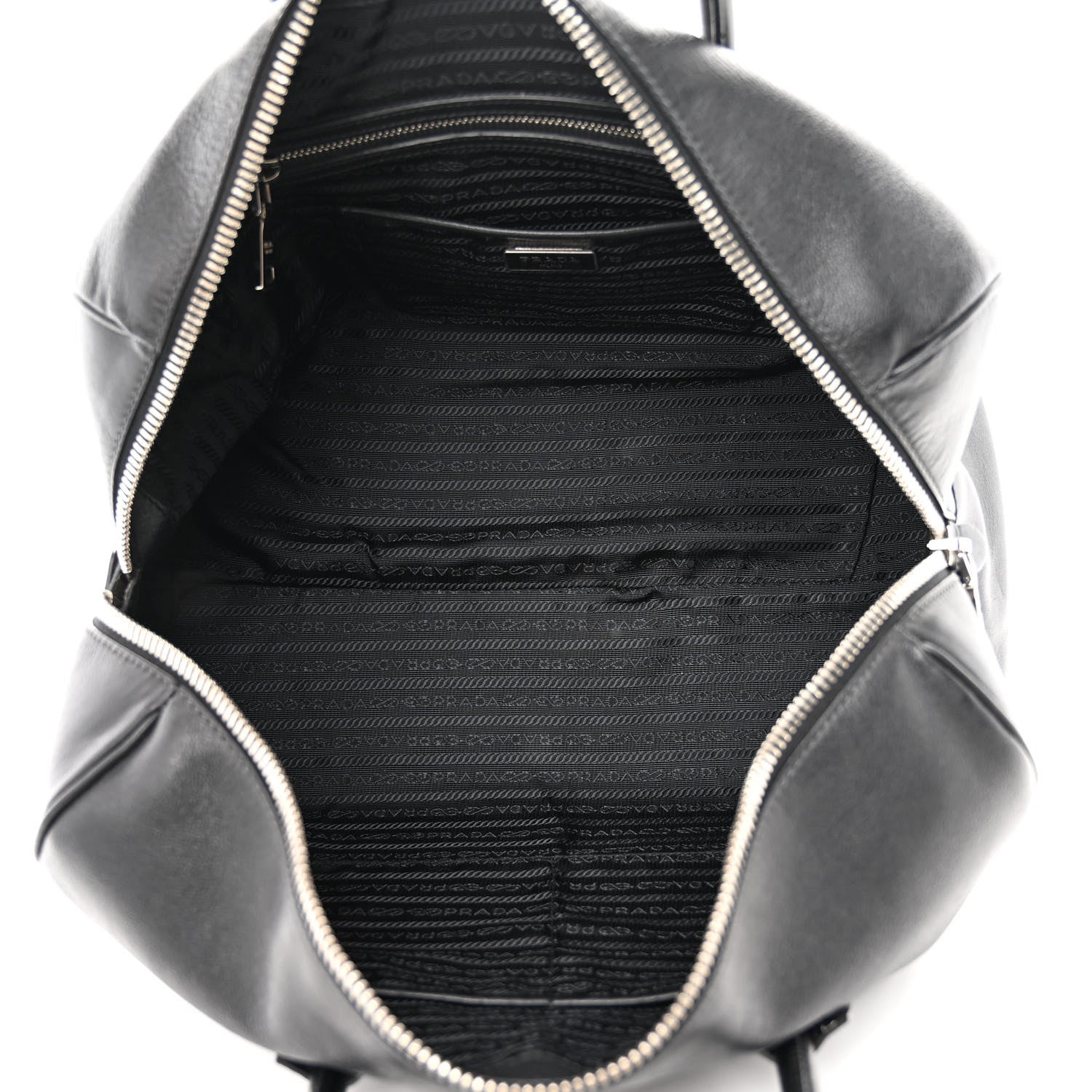 Prada Soft Calfskin Duffle Travel Bag Black 5 of 16