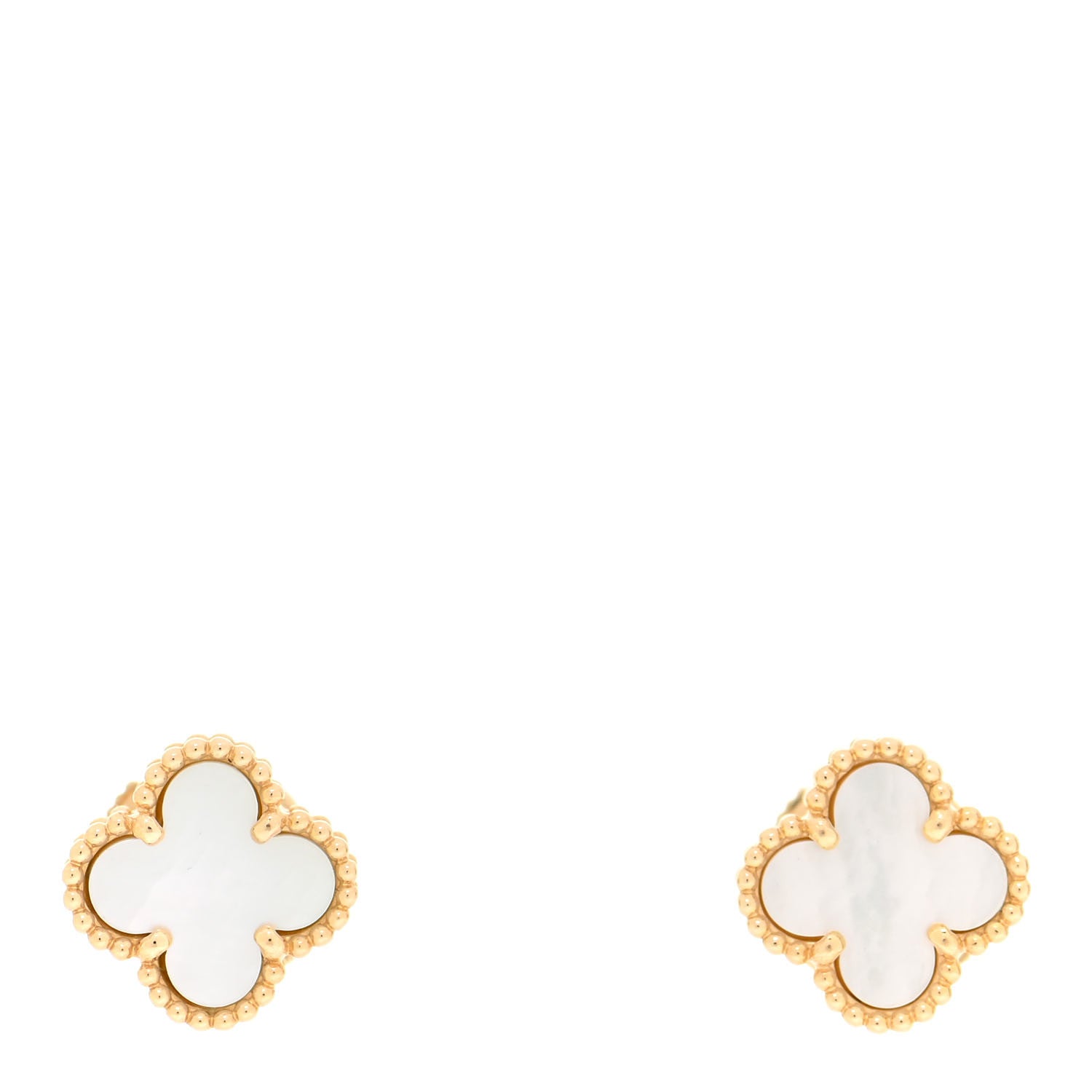 Van Cleef & Arpels 18K Yellow Gold Mother of Pearl Sweet Alhambra Earrings 1 of 6