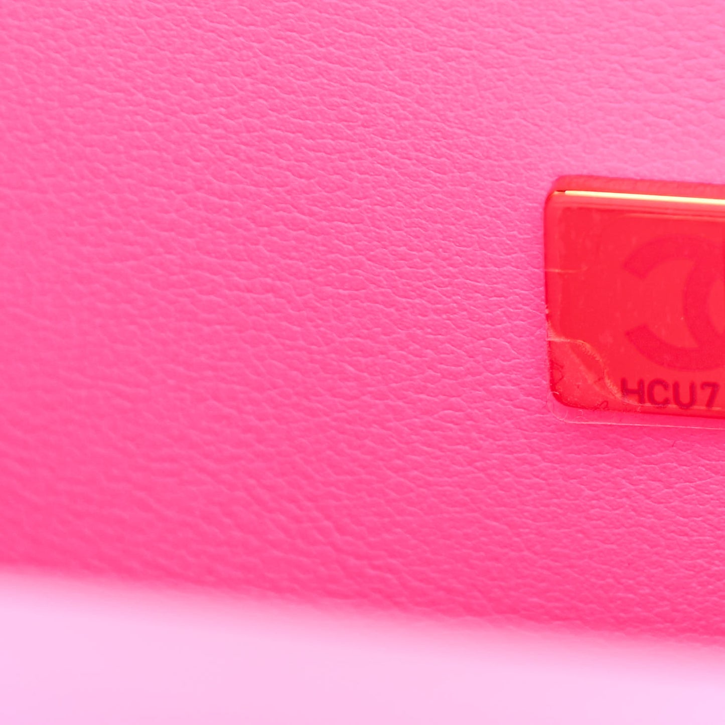 Patent Calfskin Chevron Quilted Small Boy Flap Neon Pink