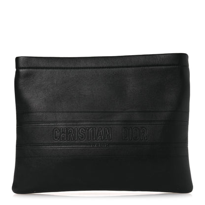 Christian Dior Calfskin Medium Diordouble Zip Pouch Black 1 of 10