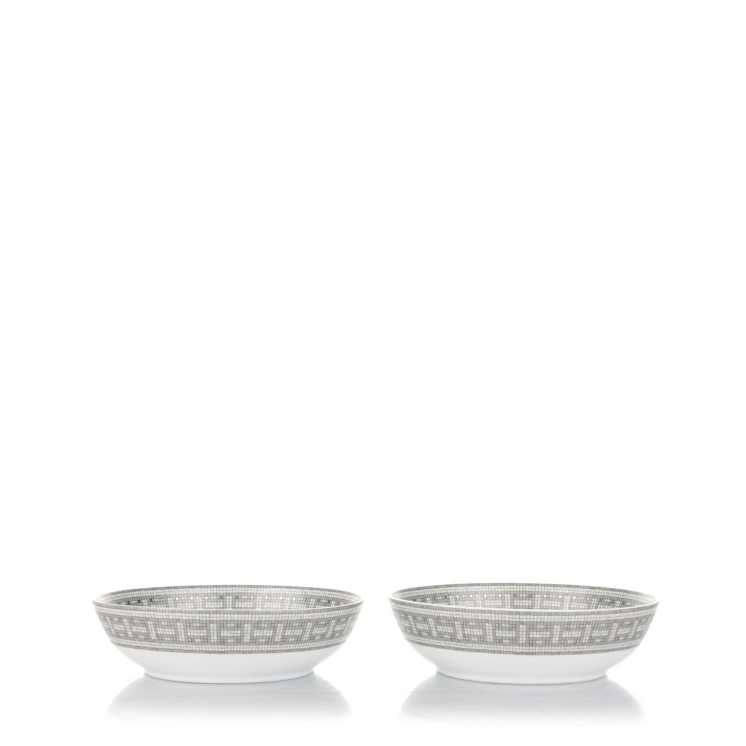 Hermes Porcelain Mosaique Au 24 Platine Cereal Bowl Set of 2 1 of 7