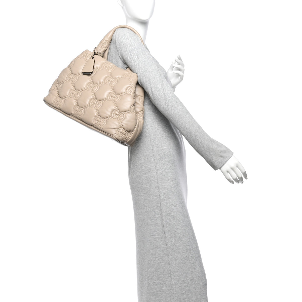 Gucci Calfskin GG Matelasse Large Tote  Beige 2 of 12