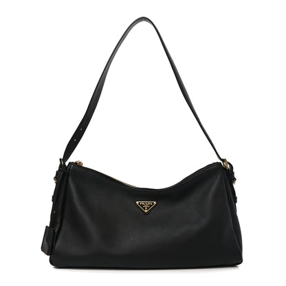 Prada Soft Calfskin Large Aimée Shoulder Bag Black 1 of 9