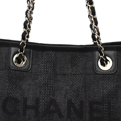Chanel Mixed Fibers Striped Small Deauville Tote Black 8 of 10