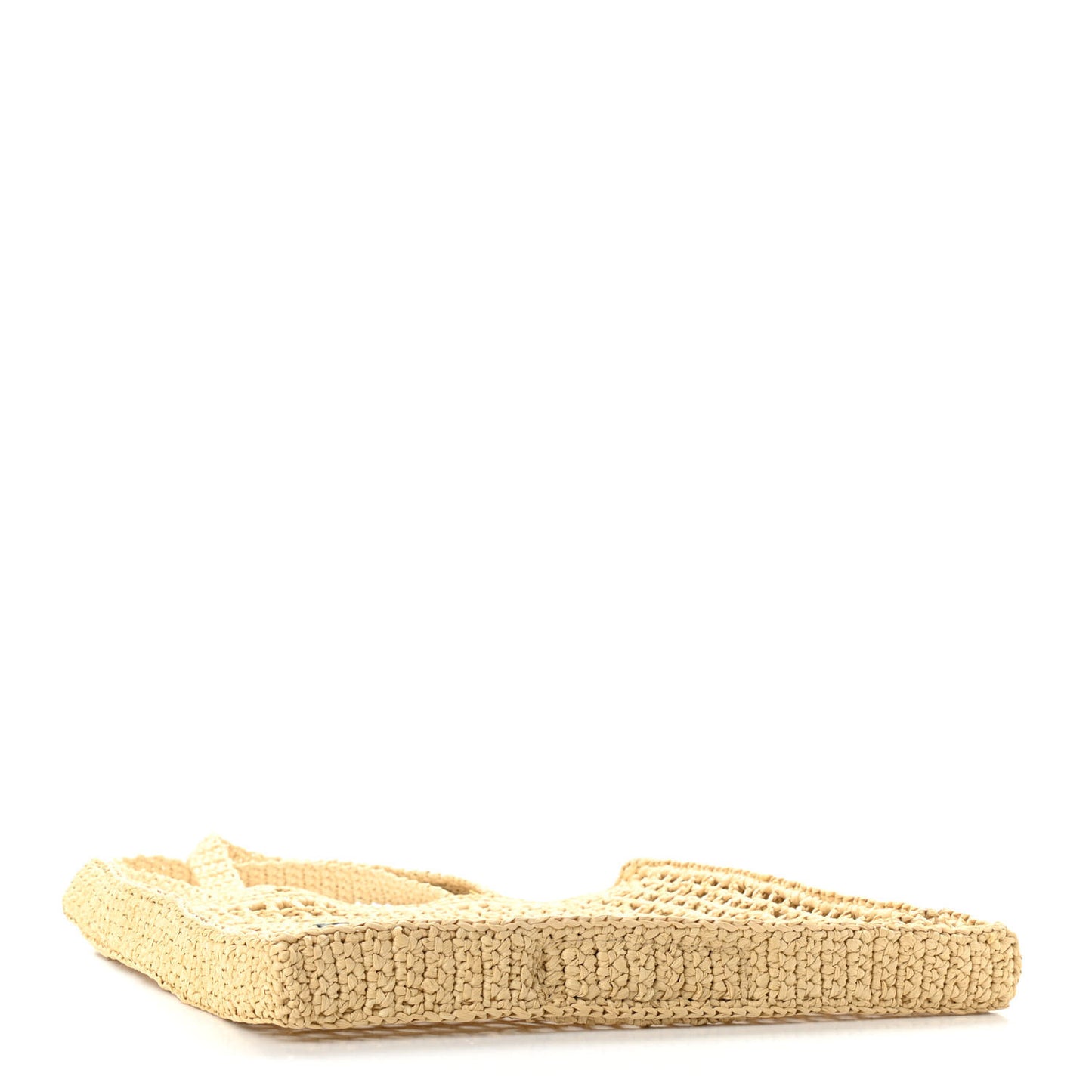 Yarn Raffia Effect Crochet Logo Embroidered Tote Bag Naturale