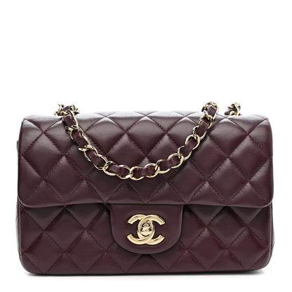 Chanel Lambskin Quilted Mini Rectangular Flap Burgundy Burgundy 1 of 12
