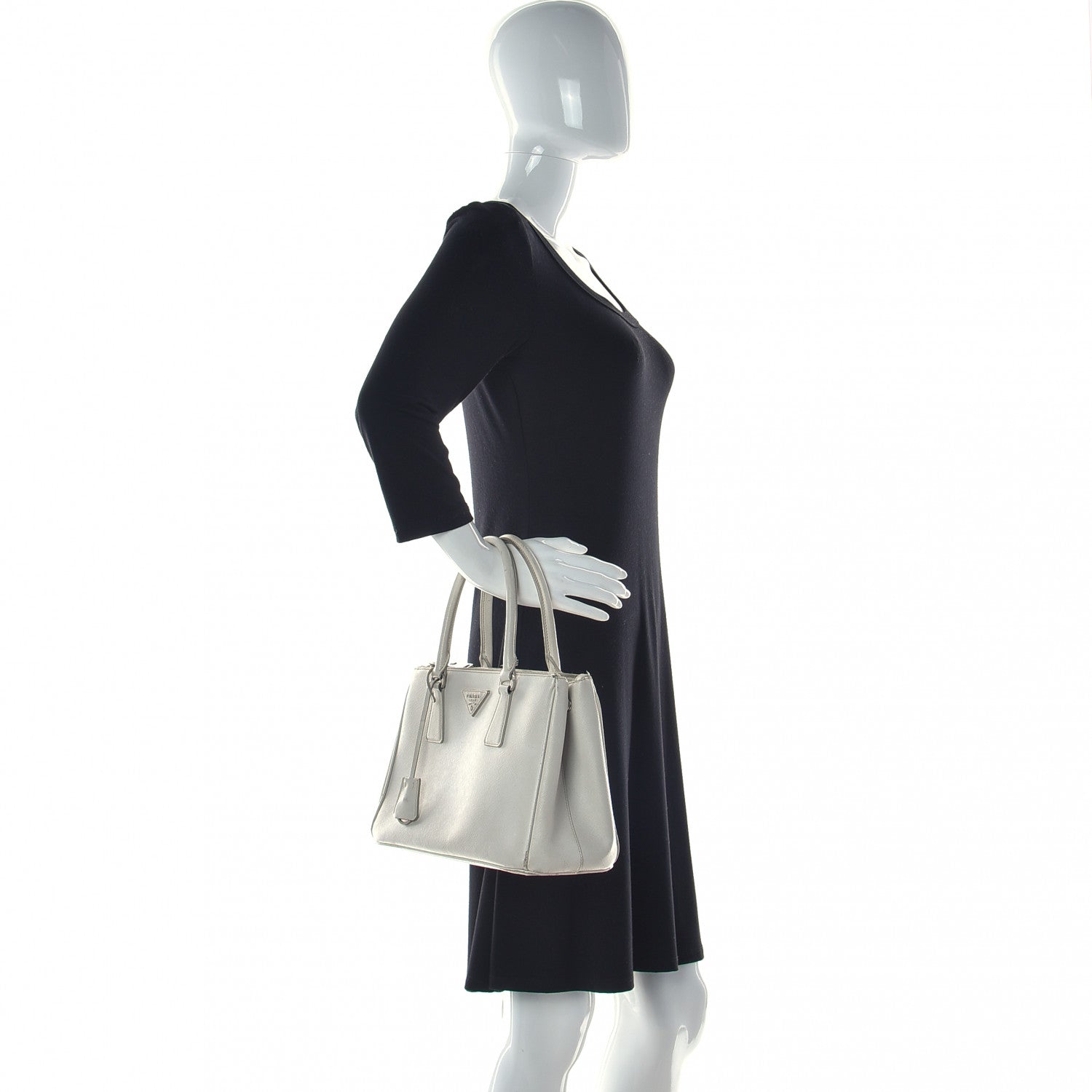 Prada Saffiano Small Galleria Double Zip Tote Talco 2 of 19