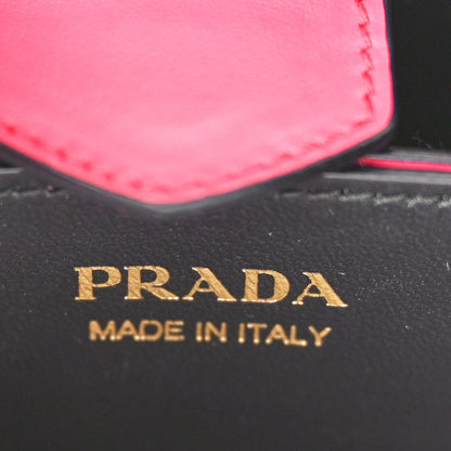 Prada Saffiano Cuir Medium Panier Bucket Bag Magenta Black 6 of 9