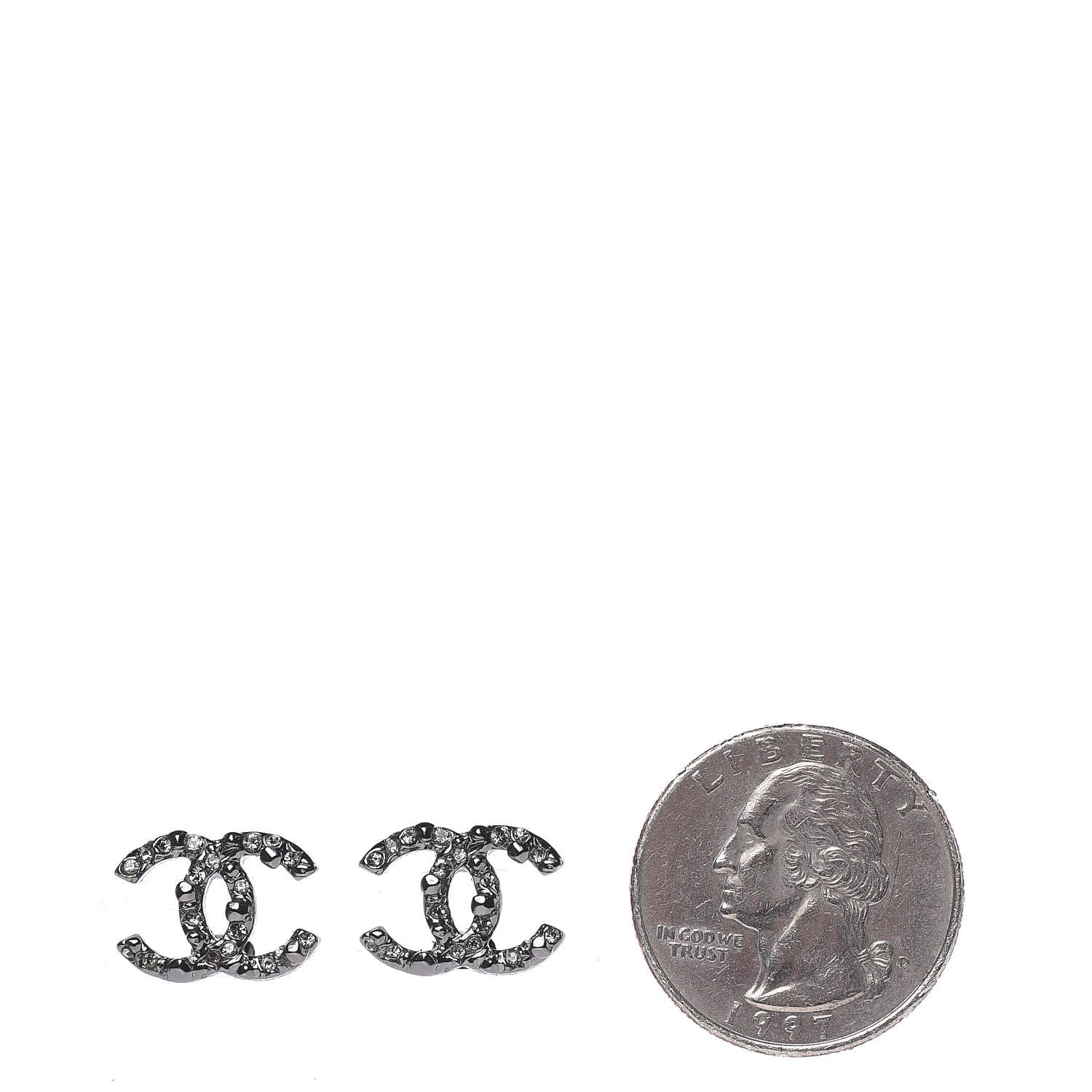 Chanel Crystal Mini CC Earrings Ruthenium 2 of 5