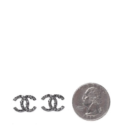 Chanel Crystal Mini CC Earrings Ruthenium 2 of 5