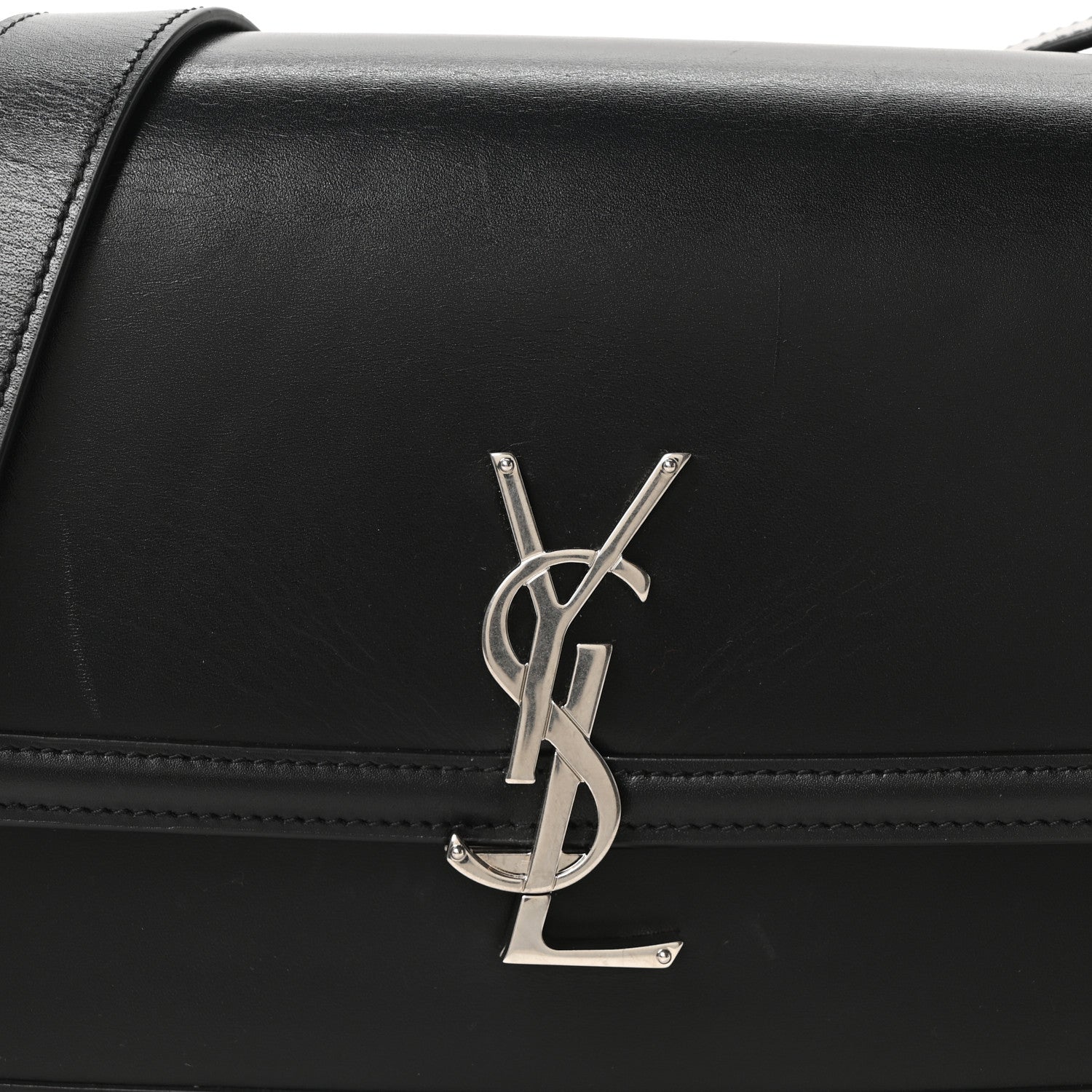 Saint Laurent Box Calfskin Monogram Medium Solferino Satchel Black 8 of 10