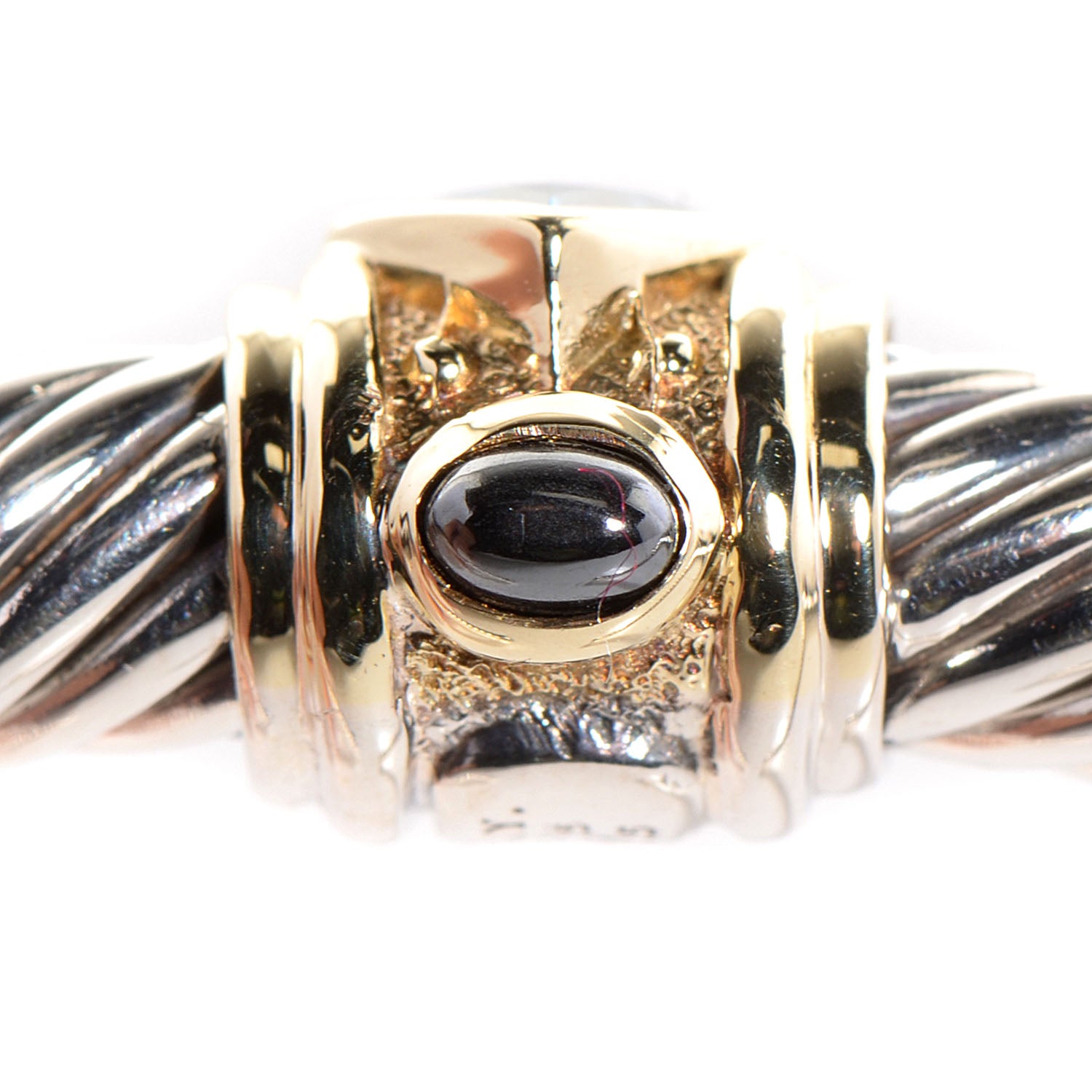 David Yurman Sterling Silver 14k Gold Blue Topaz Hematite 5mm Renaissance Bracelet 5 of 7