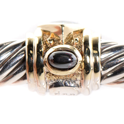 David Yurman Sterling Silver 14k Gold Blue Topaz Hematite 5mm Renaissance Bracelet 5 of 7
