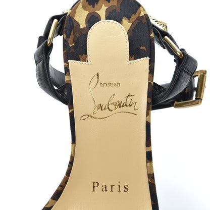 Christian Louboutin Nappa Silk Leopard Pira Ryad 110 Wedge Sandals 35 Black Marron 8 of 10