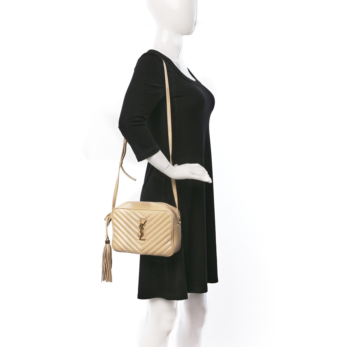 Calfskin Matelasse Monogram Lou Camera Bag Nude Powder
