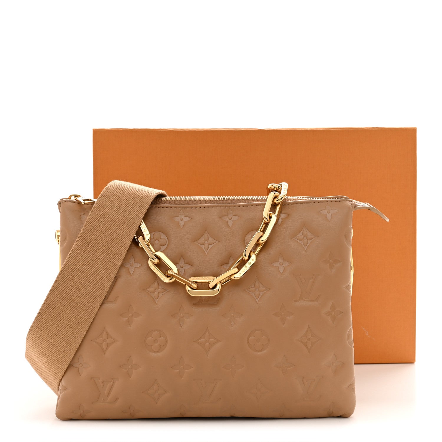 Louis Vuitton Lambskin Embossed Monogram Coussin PM Camel 11 of 11