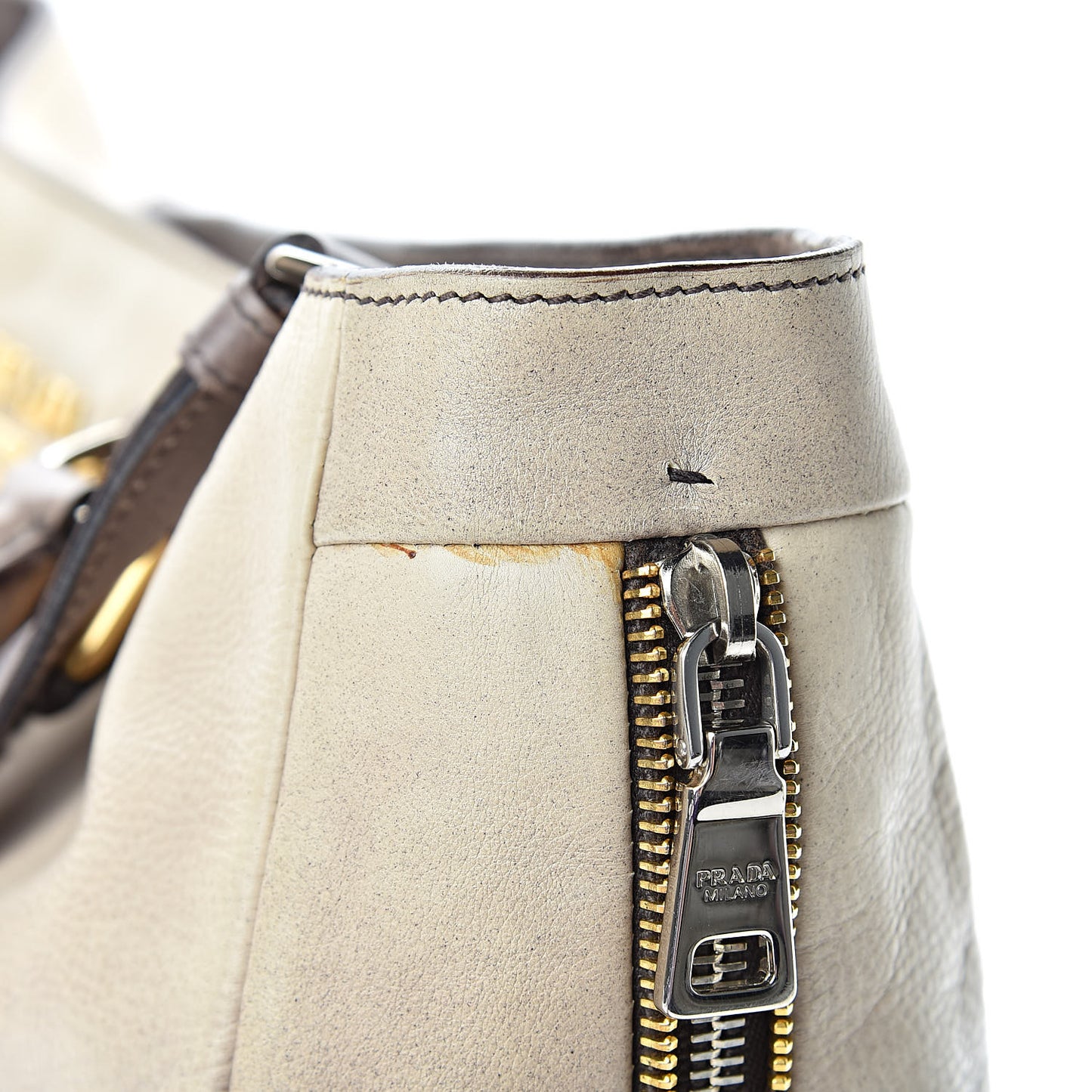 Cervo Lux Zippers Shopper Tote White Sfumato