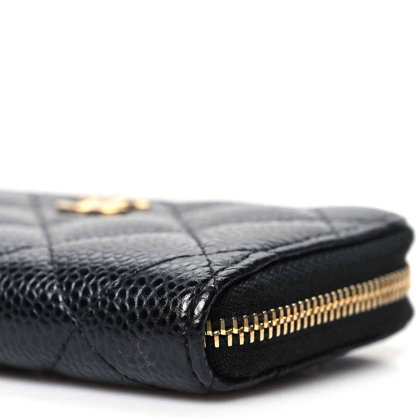 Caviar Quilted Zip Coin Purse Black