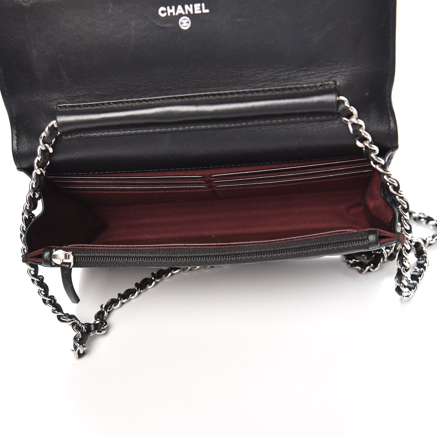 Lambskin Quilted Wallet On Chain WOC Black