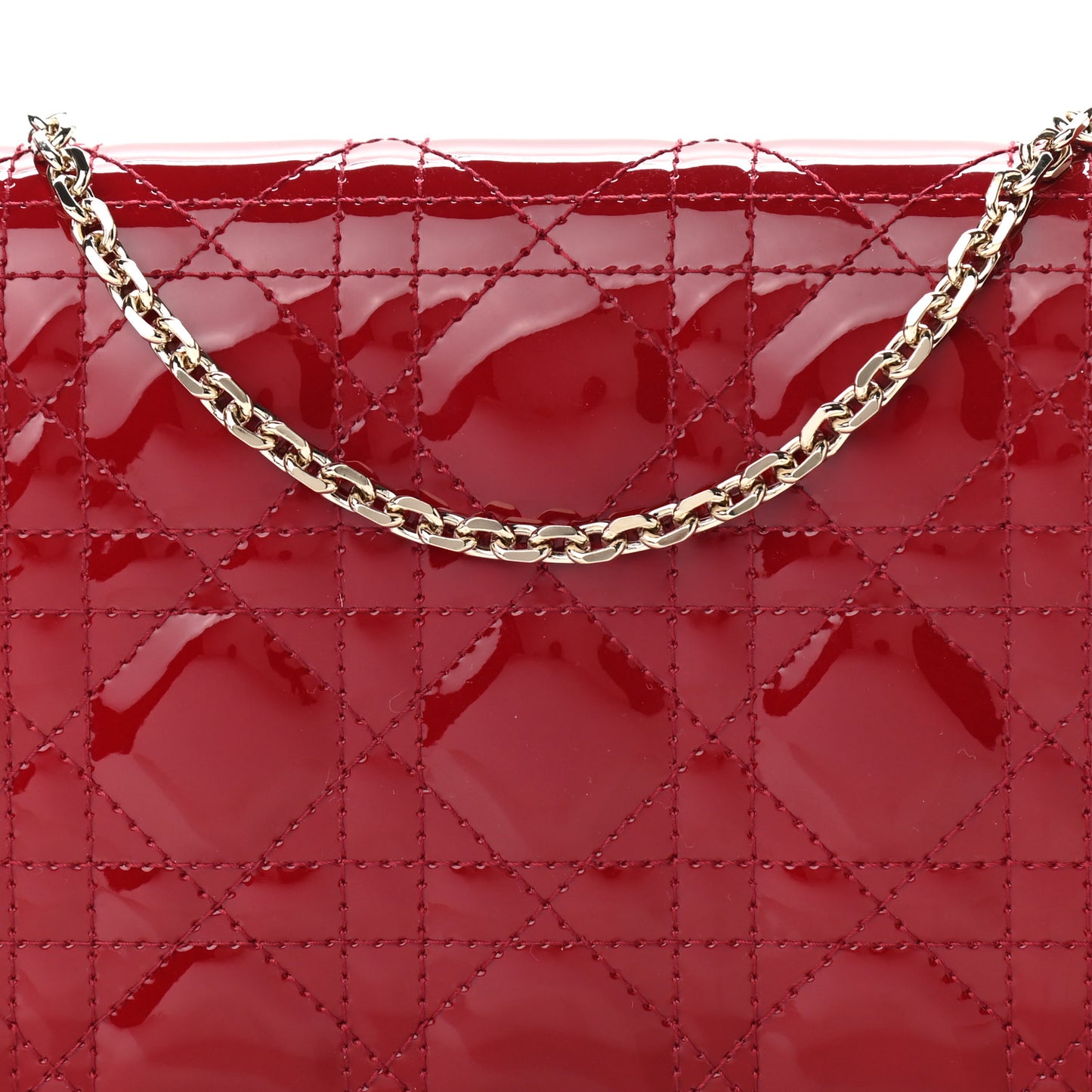 Patent Cannage Lady Dior Clutch Rouge Ceris