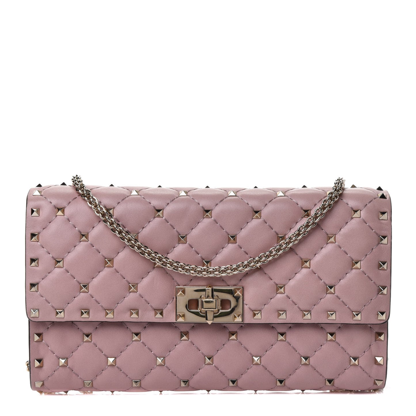 Nappa Rockstud Spike Wallet on Chain Lipstick
