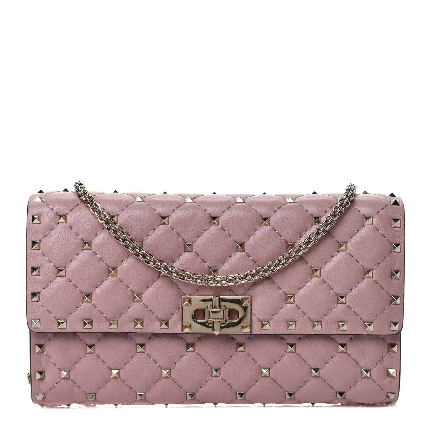 Valentino Garavani Nappa Rockstud Spike Wallet on Chain Lipstick 1 of 4
