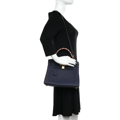 Hermes Togo Horseshoe Au Galop Kelly Retourne 28 Bleu Nuit Rouge H Fauve 2 of 13