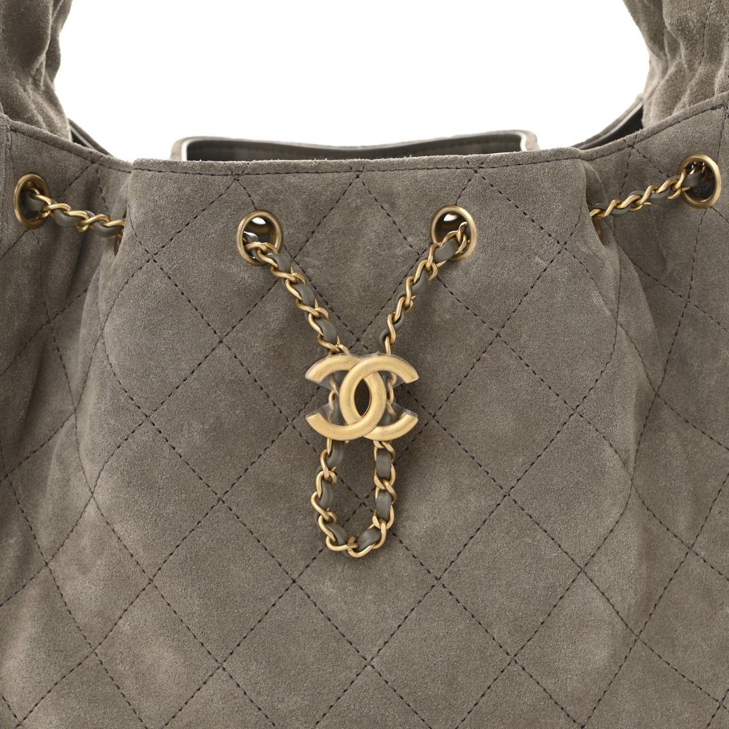 Suede Quilted Small Chanel 25 Handbag Dark Grey