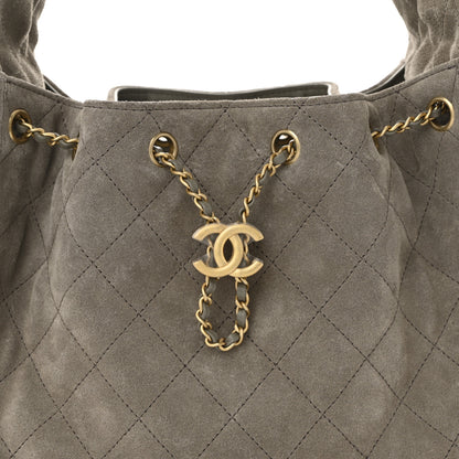 Chanel Suede Quilted Small Chanel 25 Handbag Dark Grey 8 of 10