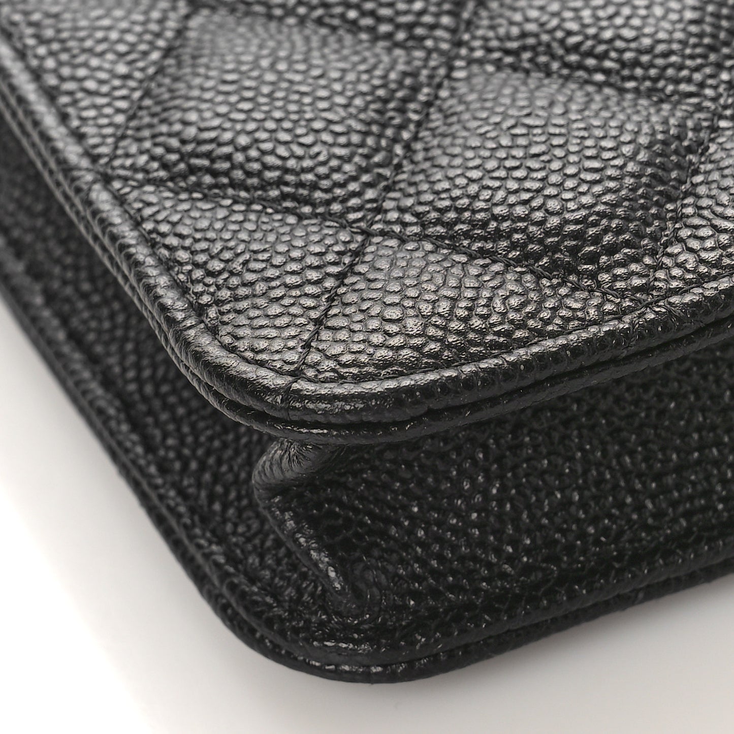 Caviar Quilted Bow Phone Holder Black