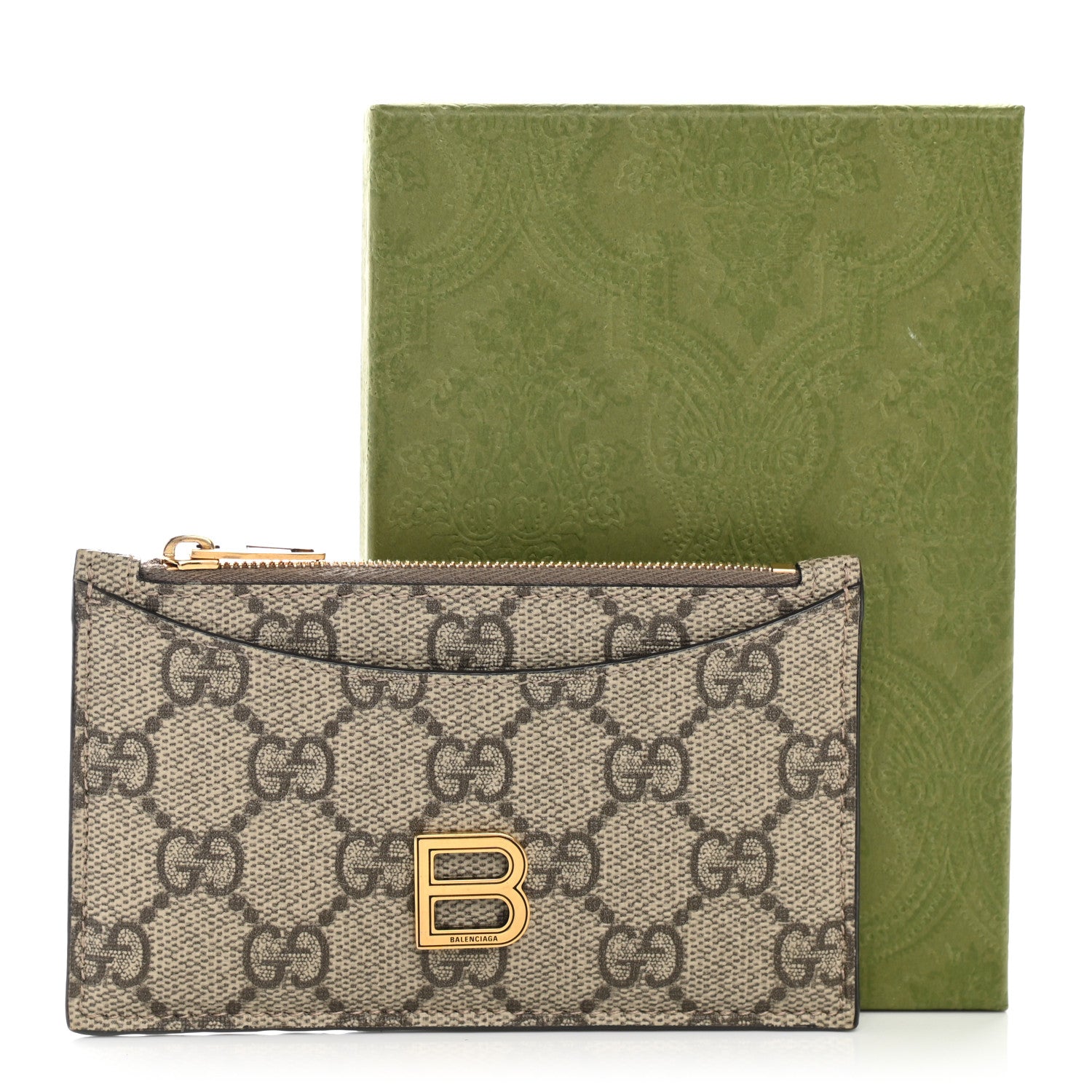 Gucci X BALENCIAGA GG Supreme Monogram Zip Card Case Beige Ebony 7 of 7