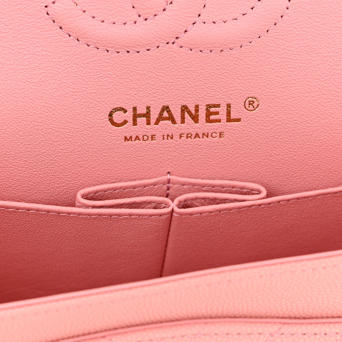 Caviar Chevron Quilted Small Double Flap Pink