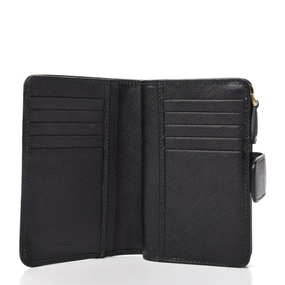 Prada Saffiano Metal Compact Wallet Black 6 of 10