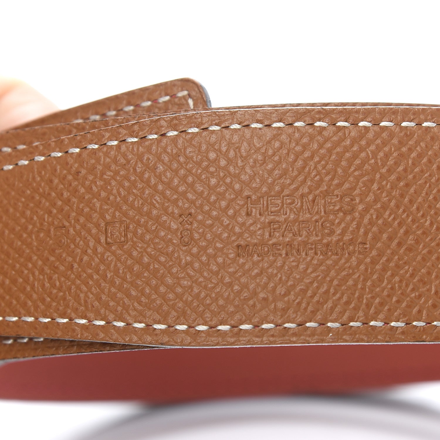 Hermes Epsom Swift 32mm Belt Strap 95 Gold Sanguine 3 of 5