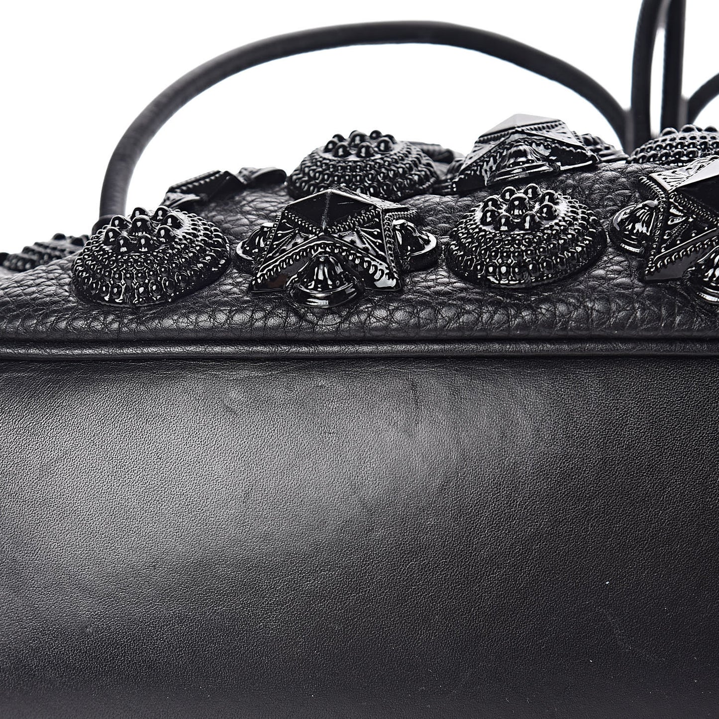 Calfskin Mason Warrior Studded Hobo Black