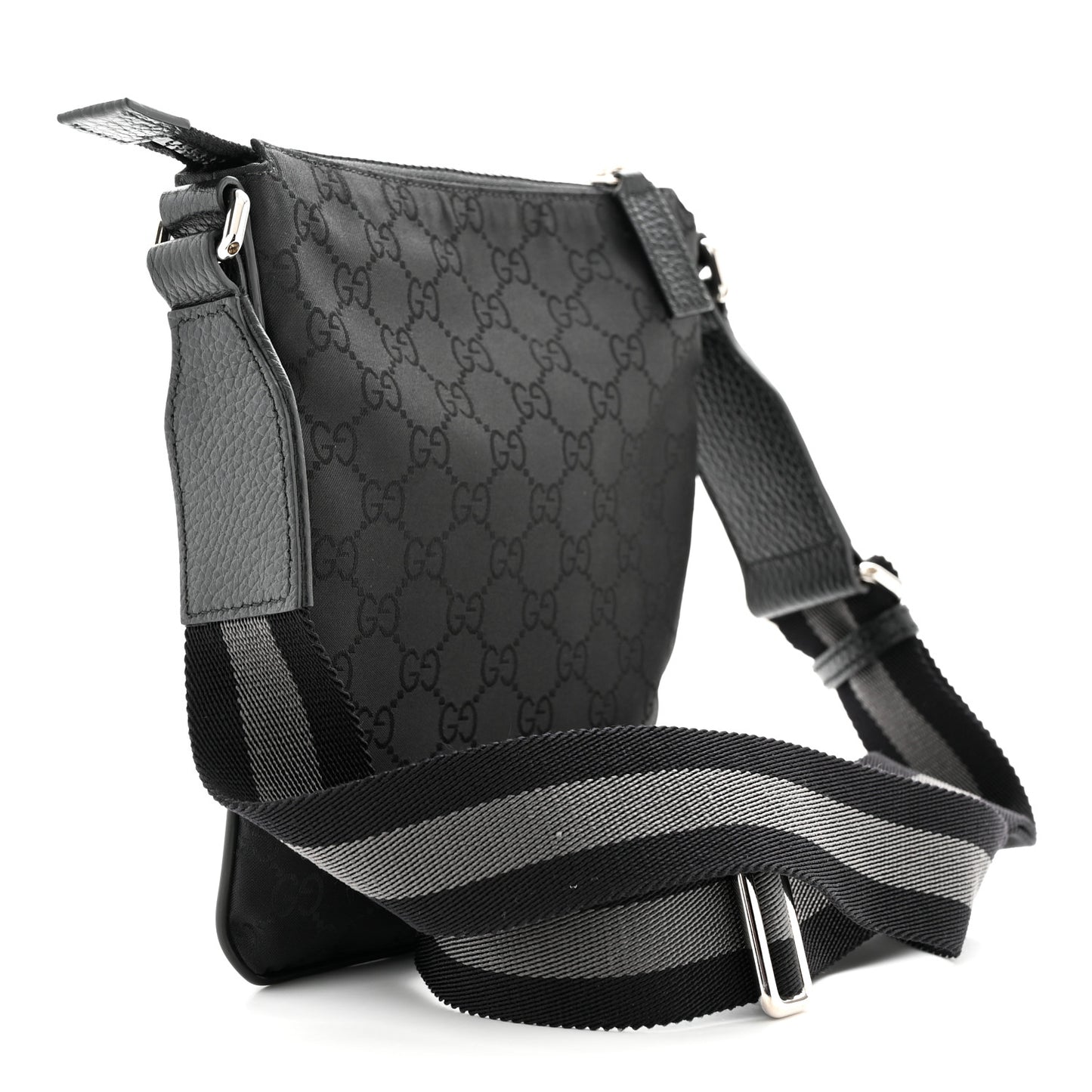 Nylon Monogram Mini Flat Messenger Bag Black