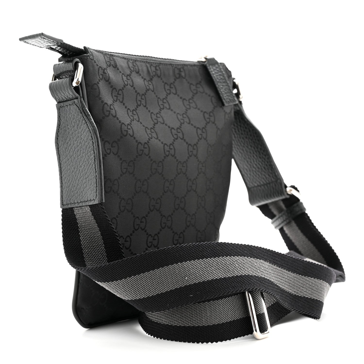 Gucci Nylon Monogram Mini Flat Messenger Bag Black 3 of 10