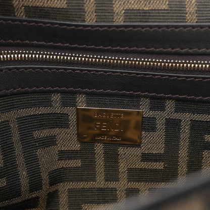 Fendi Fabric Jacquard FF 1974 Medium Baguette Tobacco Moro Black 6 of 10