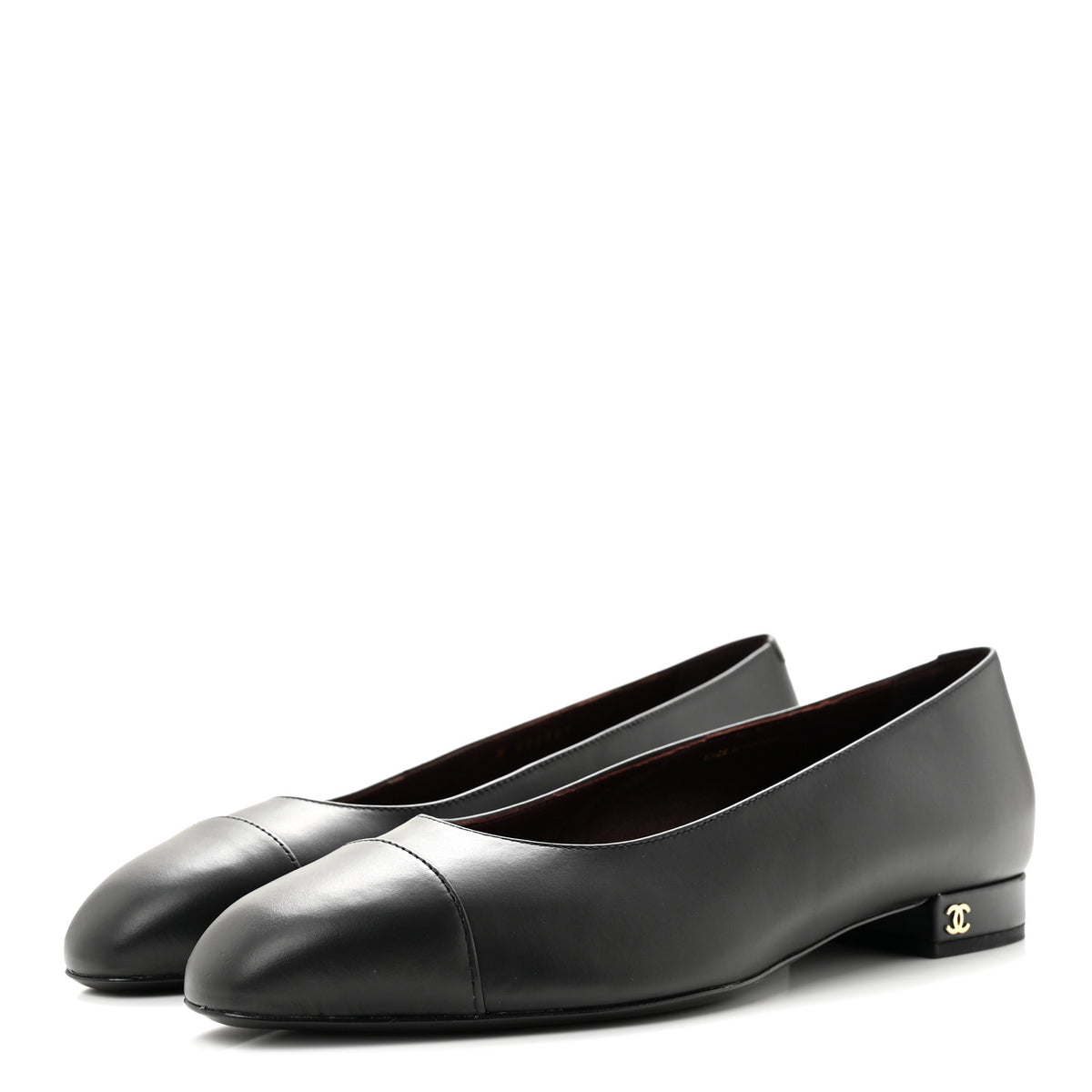 Lambskin Cap Toe CC Uniform Ballerina Flats 41 Black