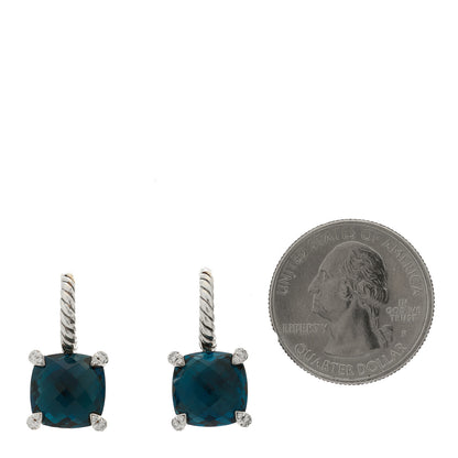David Yurman Sterling Silver Hampton  Blue Topaz Diamond Chatelaine Drop Earrings 2 of 4