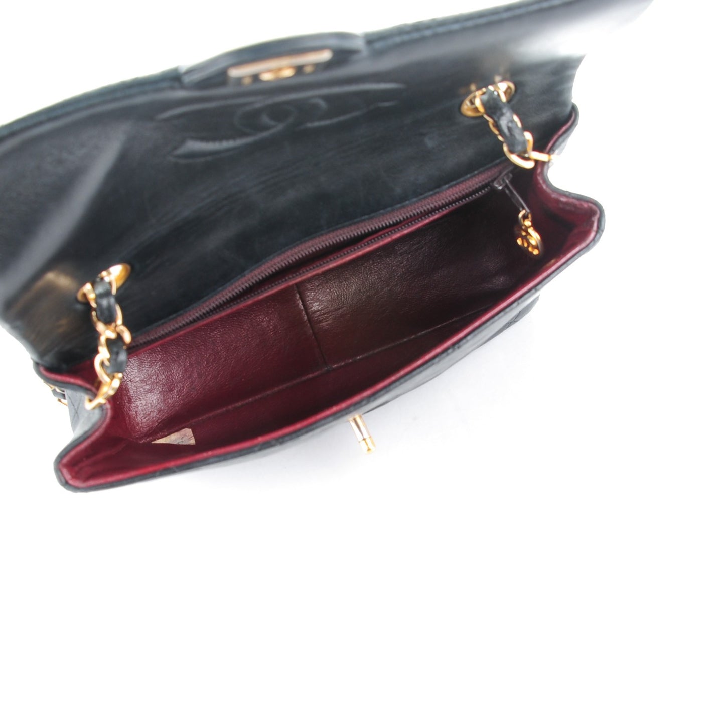 Lambskin Quilted Mini Square Flap Black