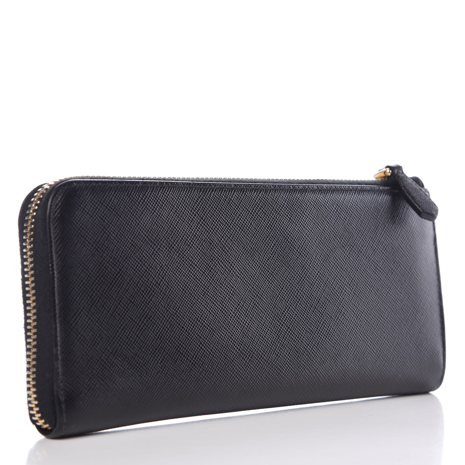 Prada Saffiano Zip Around Wallet Black 3 of 7