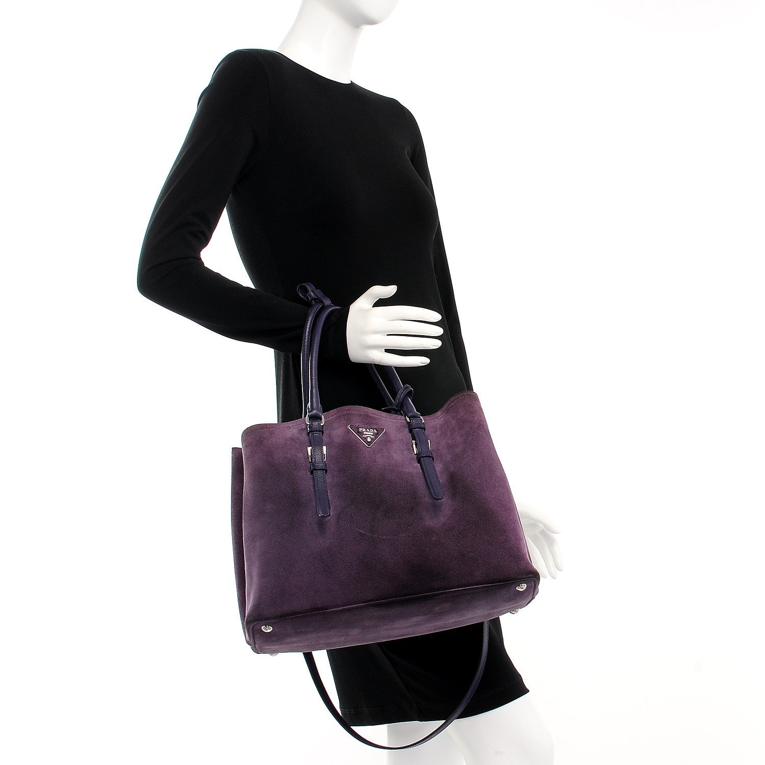 Prada Scamosciato Suede Medium Double Handle Tote Uva Nocciolo 3 of 7