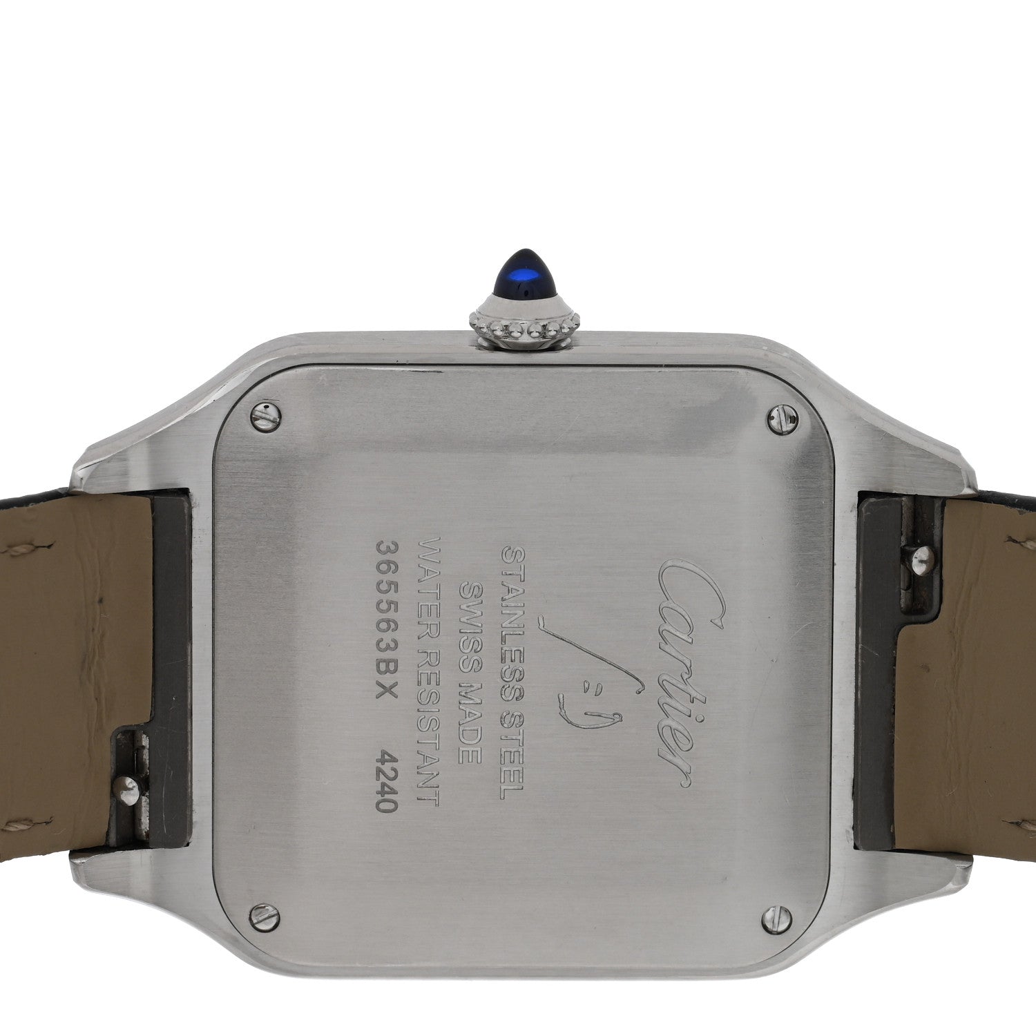 Cartier Stainless Steel Alligator 31.4mm Santos Dumont Quartz Watch Blue 4 of 5