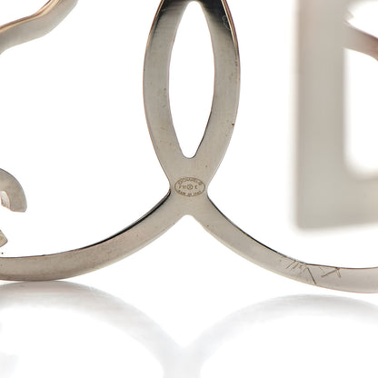 Chanel Crystal Peace Sign Emoji Bangle Bracelet Silver 4 of 6