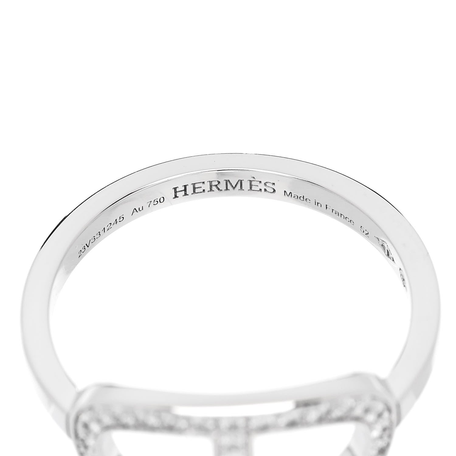Hermes 18K White Gold Diamond MM Chaine d'Ancre Contour Ring 52 6 5 of 6