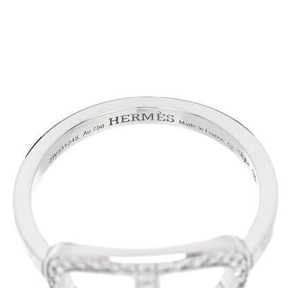 Hermes 18K White Gold Diamond MM Chaine d'Ancre Contour Ring 52 6 5 of 6