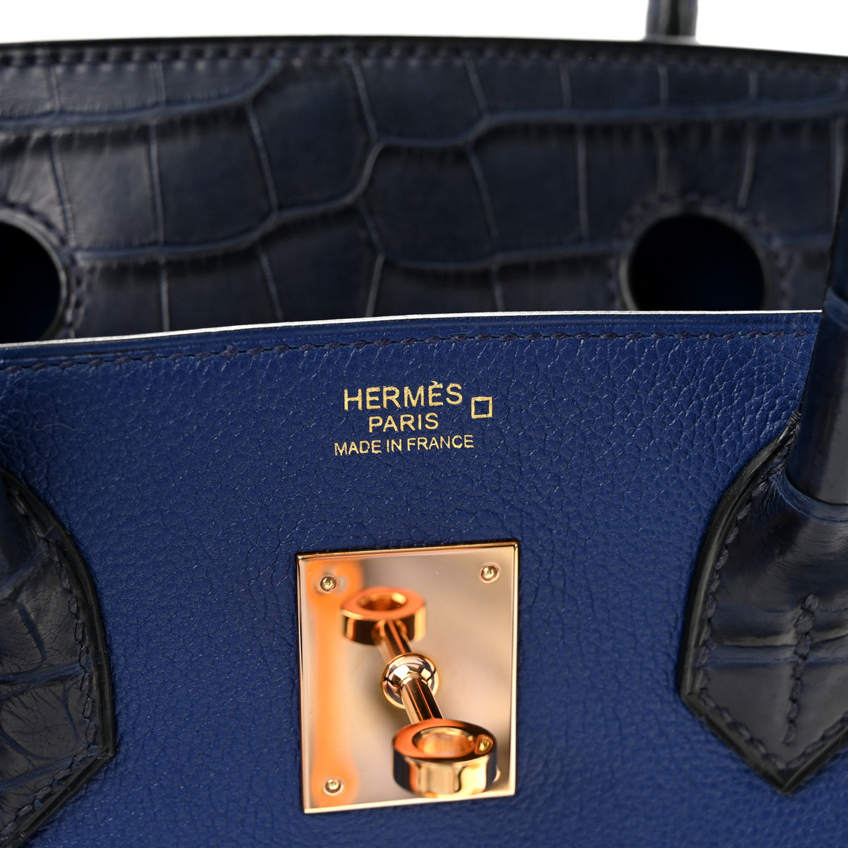 Hermes Taurillon Novillo Matte Alligator Birkin Touch 30 Bleu Saphir Bleu Marine 6 of 12