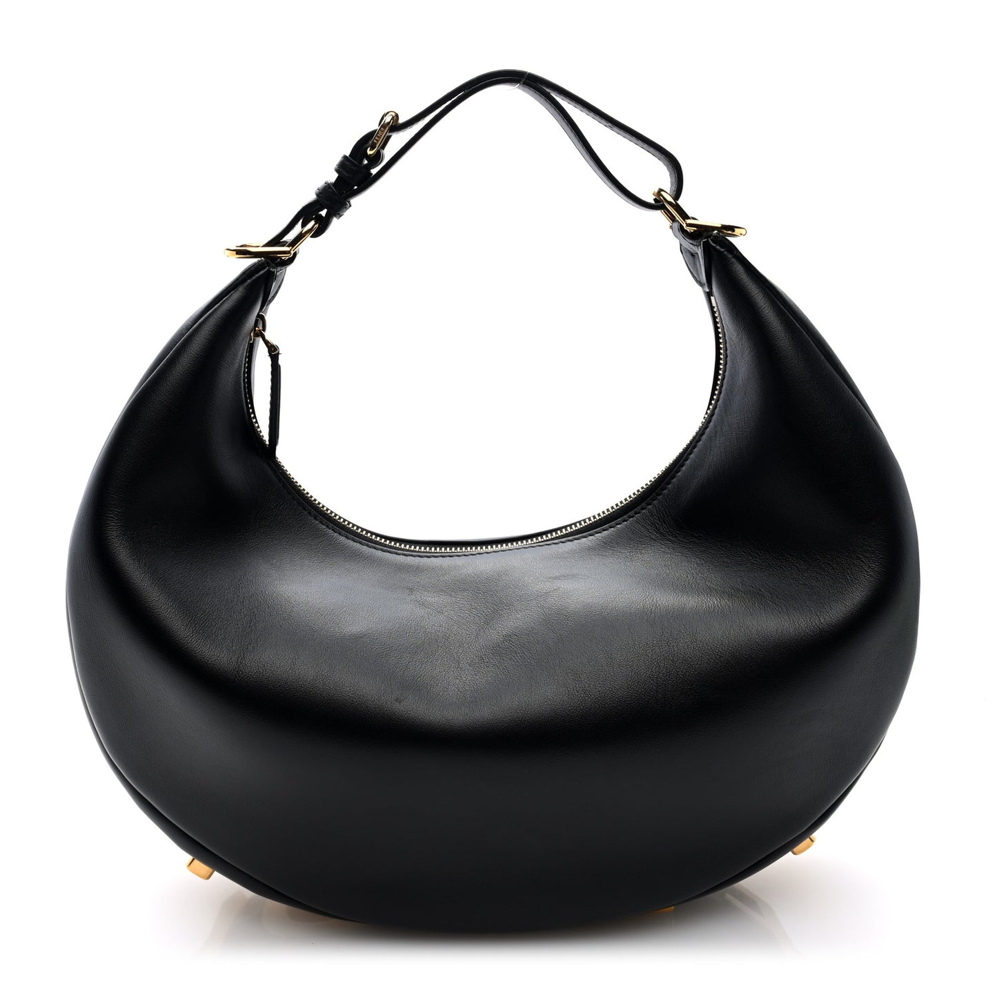 Vitello Grace Matte Medium Fendigraphy Hobo Bag Black